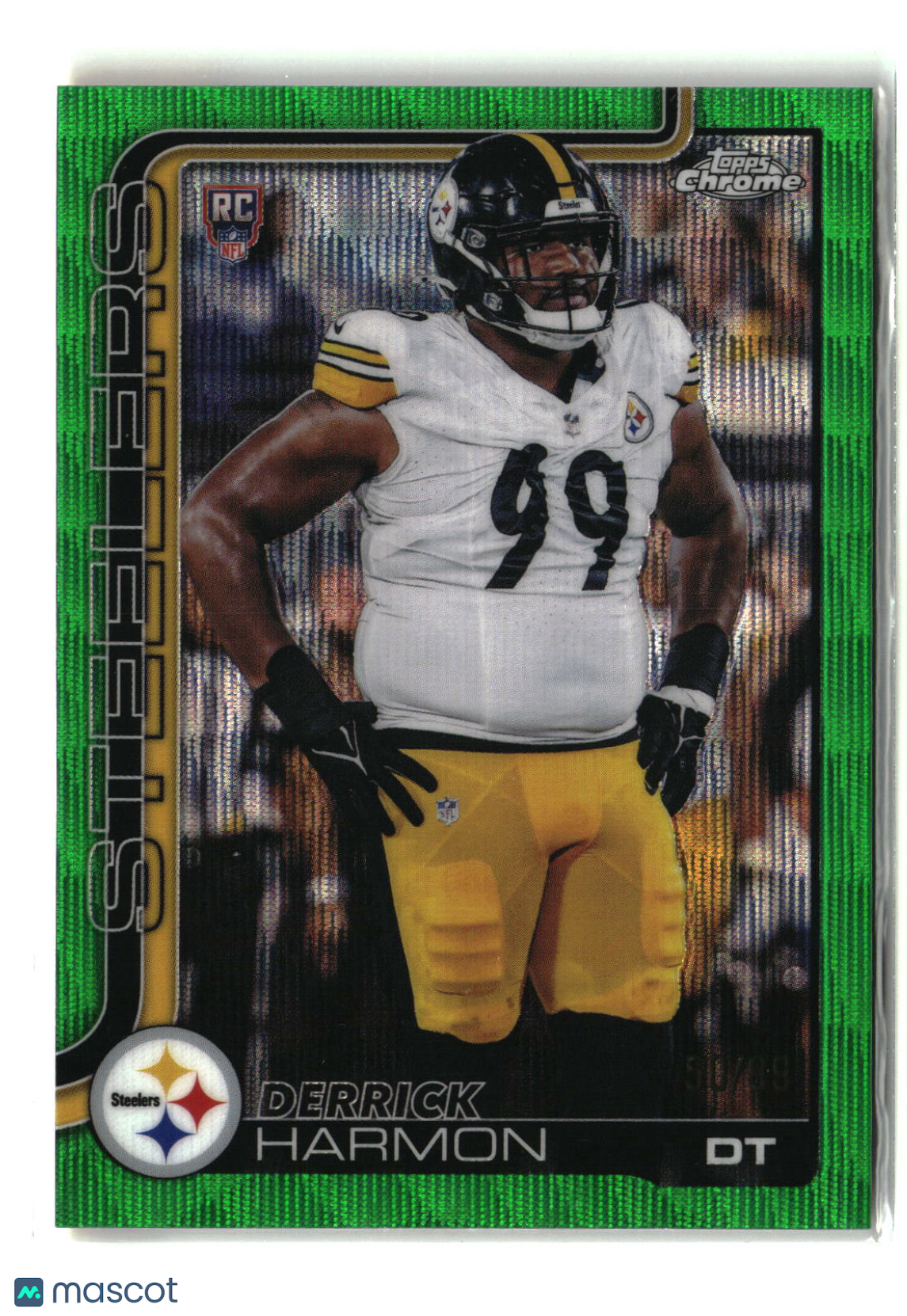 Derrick Harmon 2025 Topps Chrome Green Wave Refractor #361 50/99