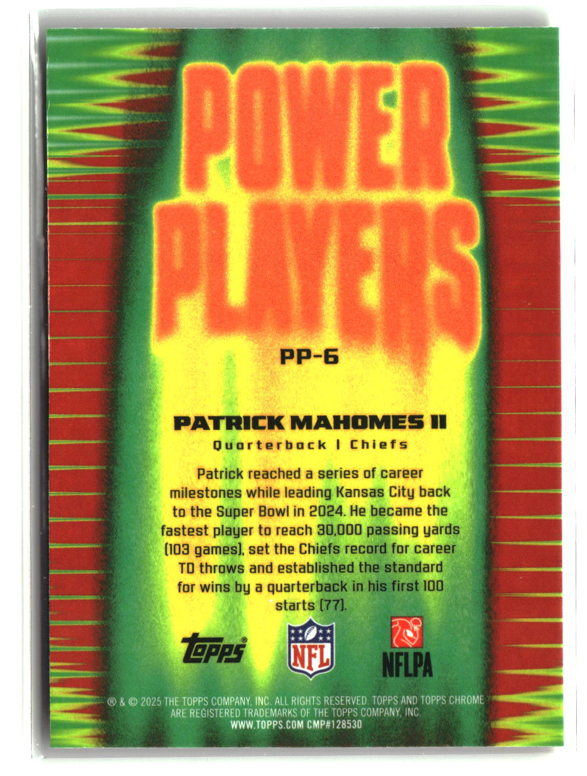 Patrick Mahomes II 2025 Topps Chrome Power Players Pink Refractor #PP-6 091/250