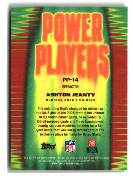 Ashton Jeanty 2025 Topps Chrome Power Players Refractor #PP-14