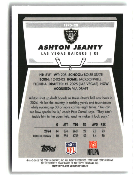 Ashton Jeanty 2025 Topps Chrome 1975 Topps #1975-20