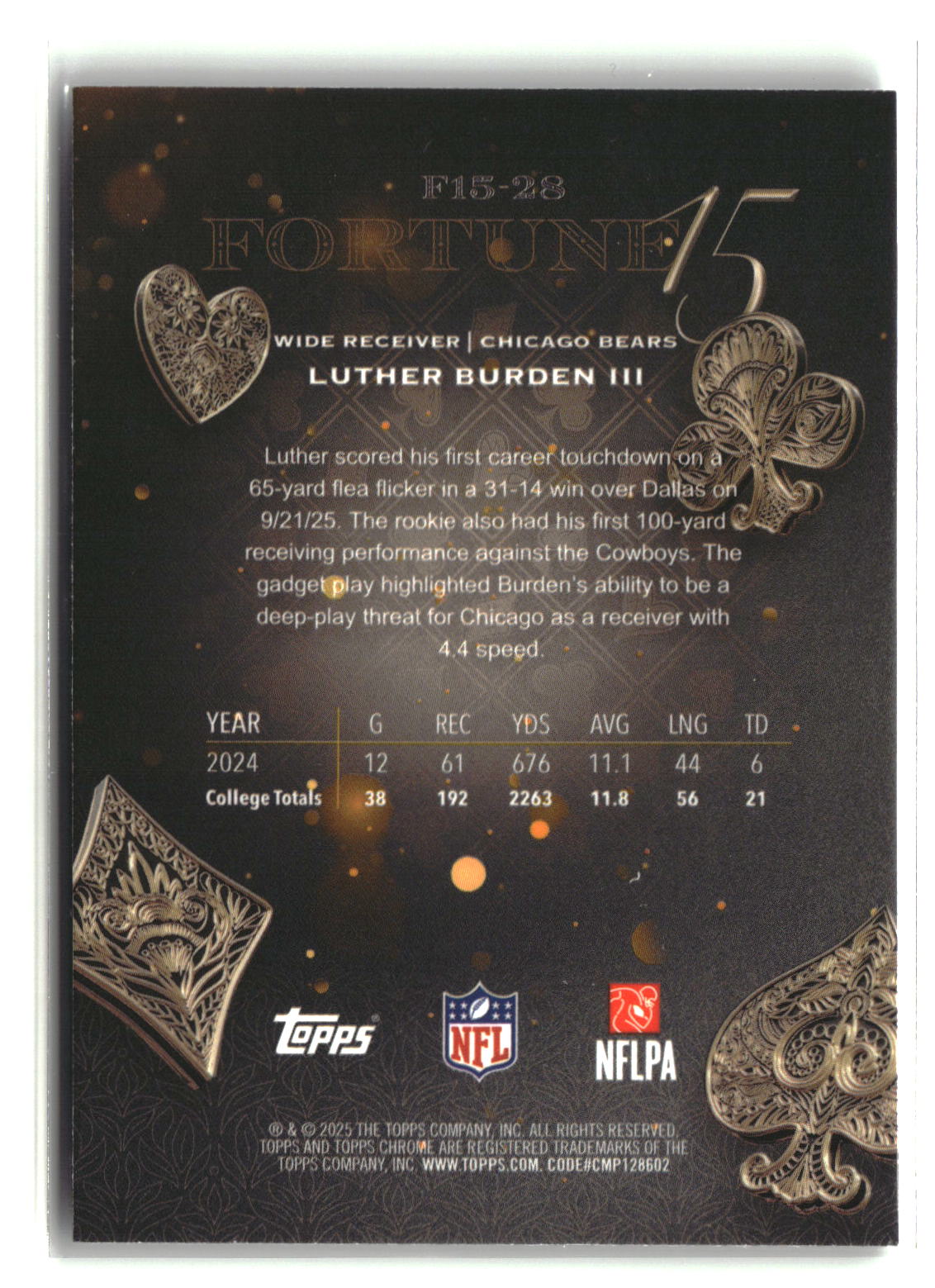 Luther Burden III 2025 Topps Chrome Fortune 15 #F15-28