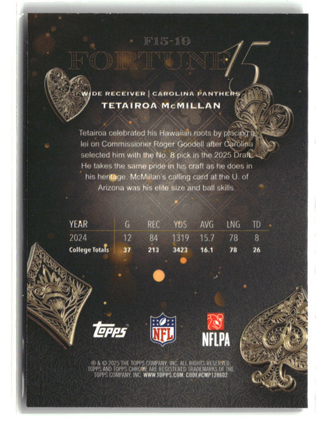 Tetairoa McMillan 2025 Topps Chrome Fortune 15 #F15-19