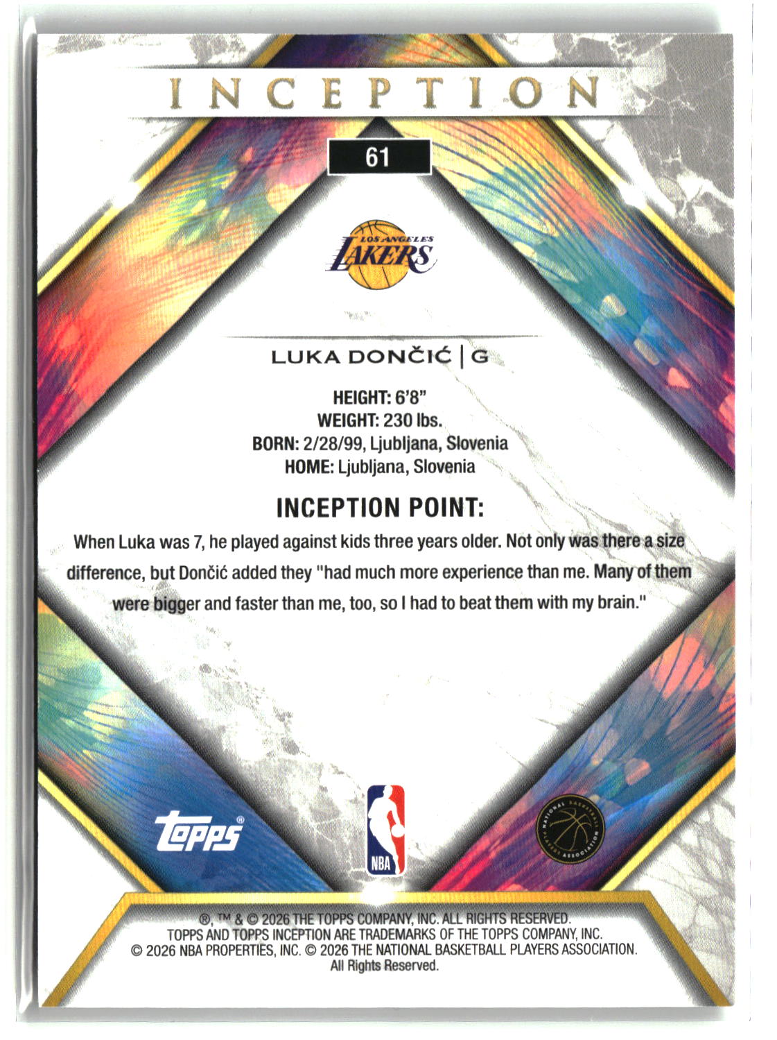 Luka Dončić 2026 Topps Inception #61