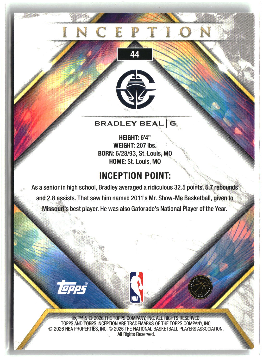Bradley Beal 2026 Topps Inception #44