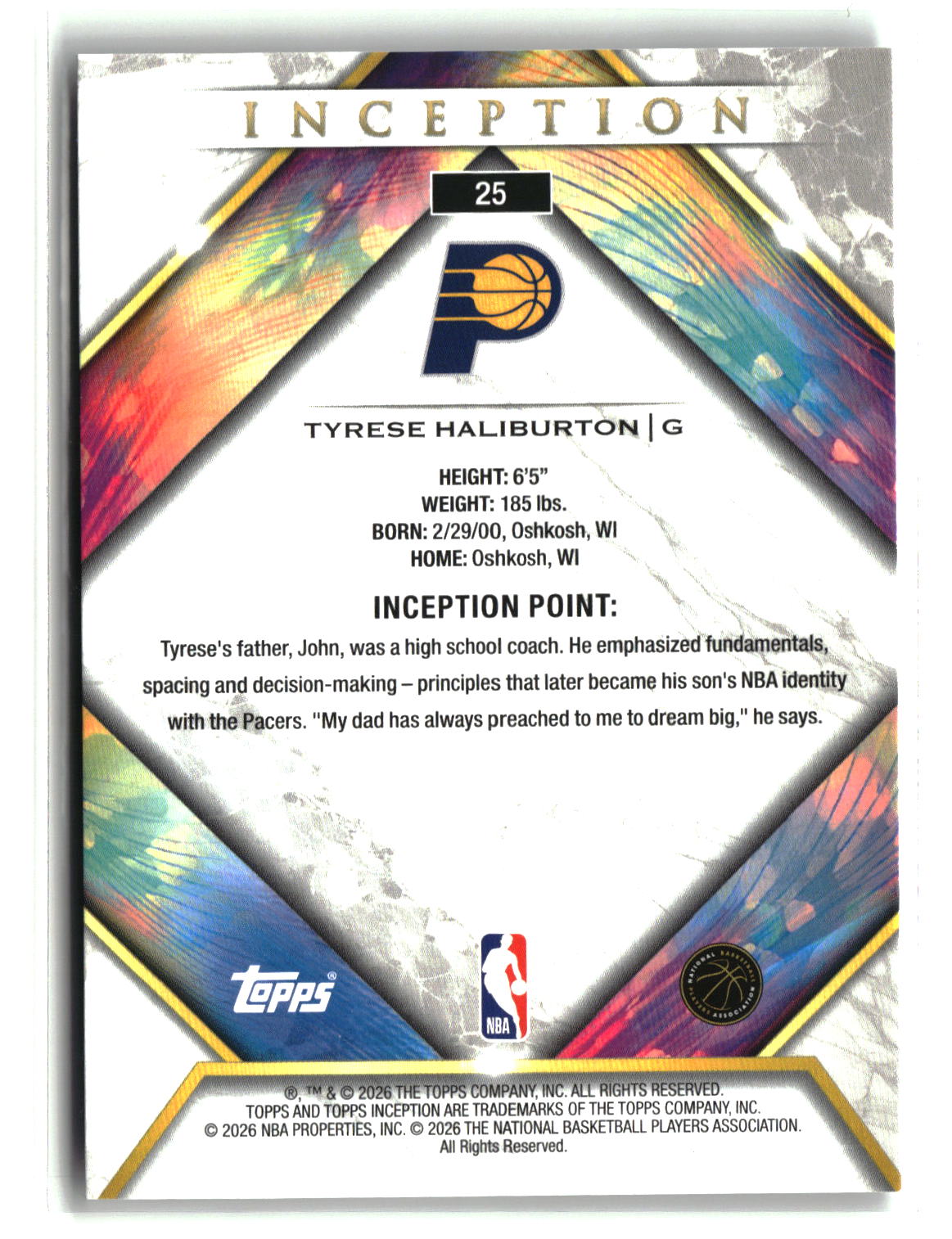 Tyrese Haliburton 2026 Topps Inception #25