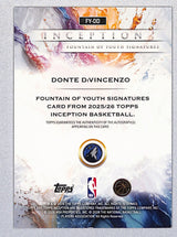 Donte DiVincenzo 2026 Topps Inception Fountain Of Youth Signature Blue FY-DD /25