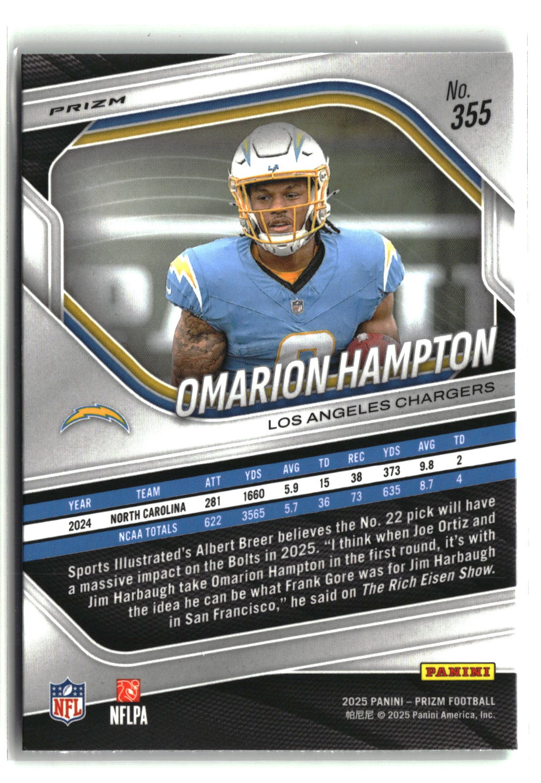 Omarion Hampton 2025 Panini Prizm Green #355