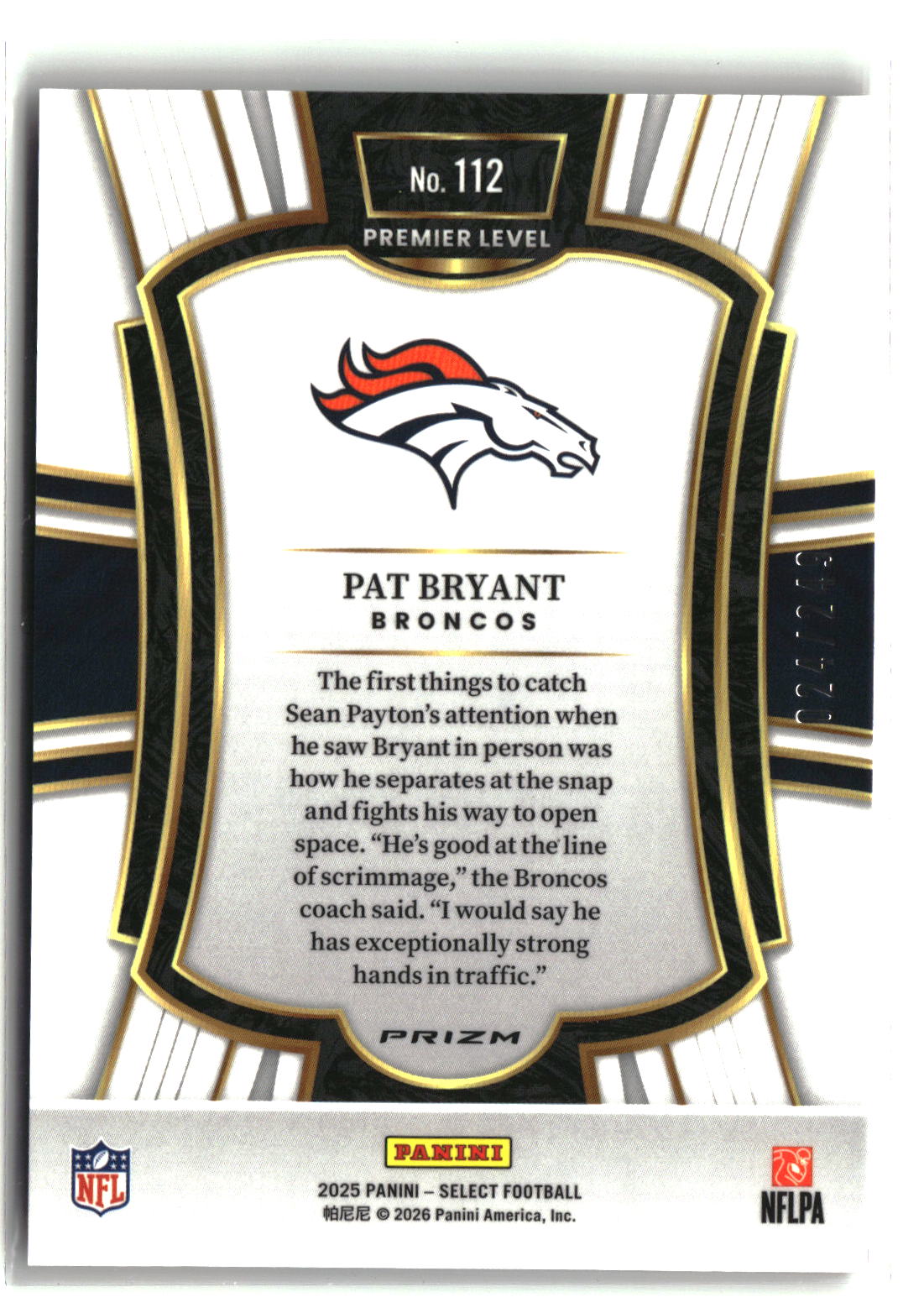 Pat Bryant 2026 Panini Select Prizm Premier Level #112