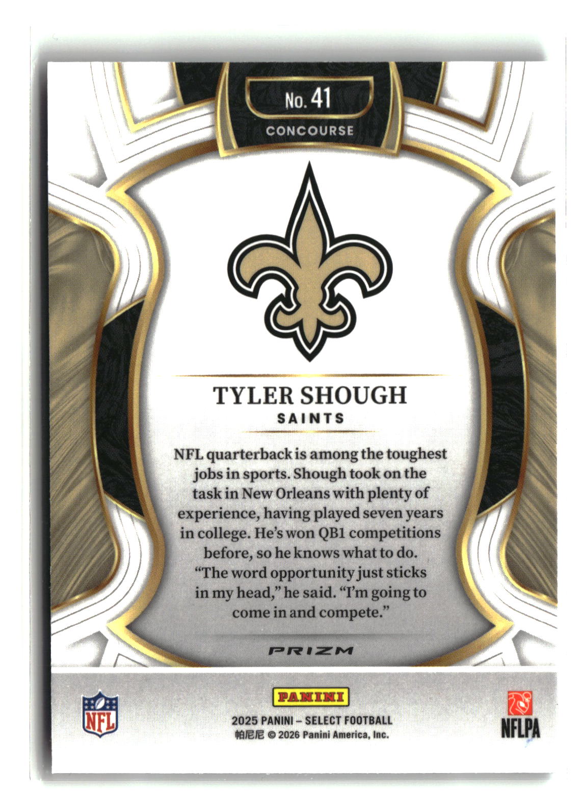 Tyler Shough 2026 Panini Select Prizm Concourse #41