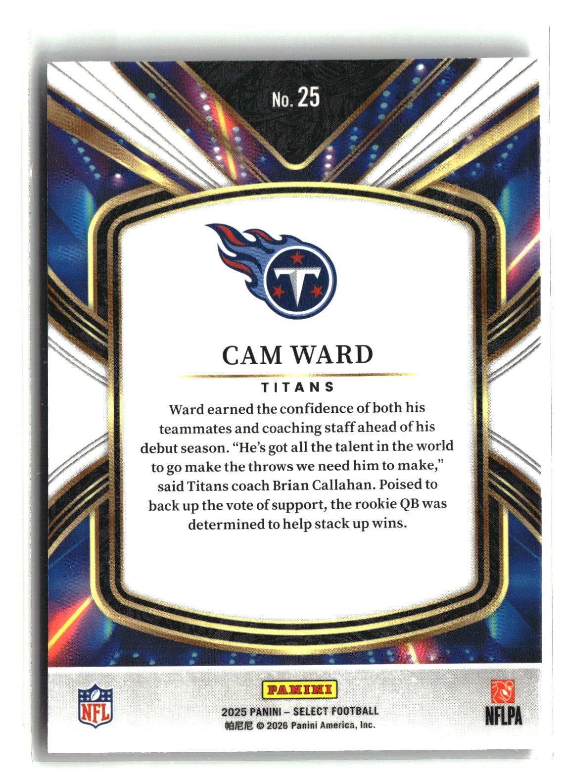 Cam Ward 2026 Panini Select Football Future #25