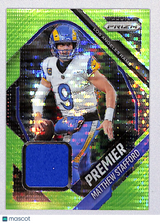 Matthew Stafford 2025 Panini Prizm Premier Green Pulsar #PJY-MSD