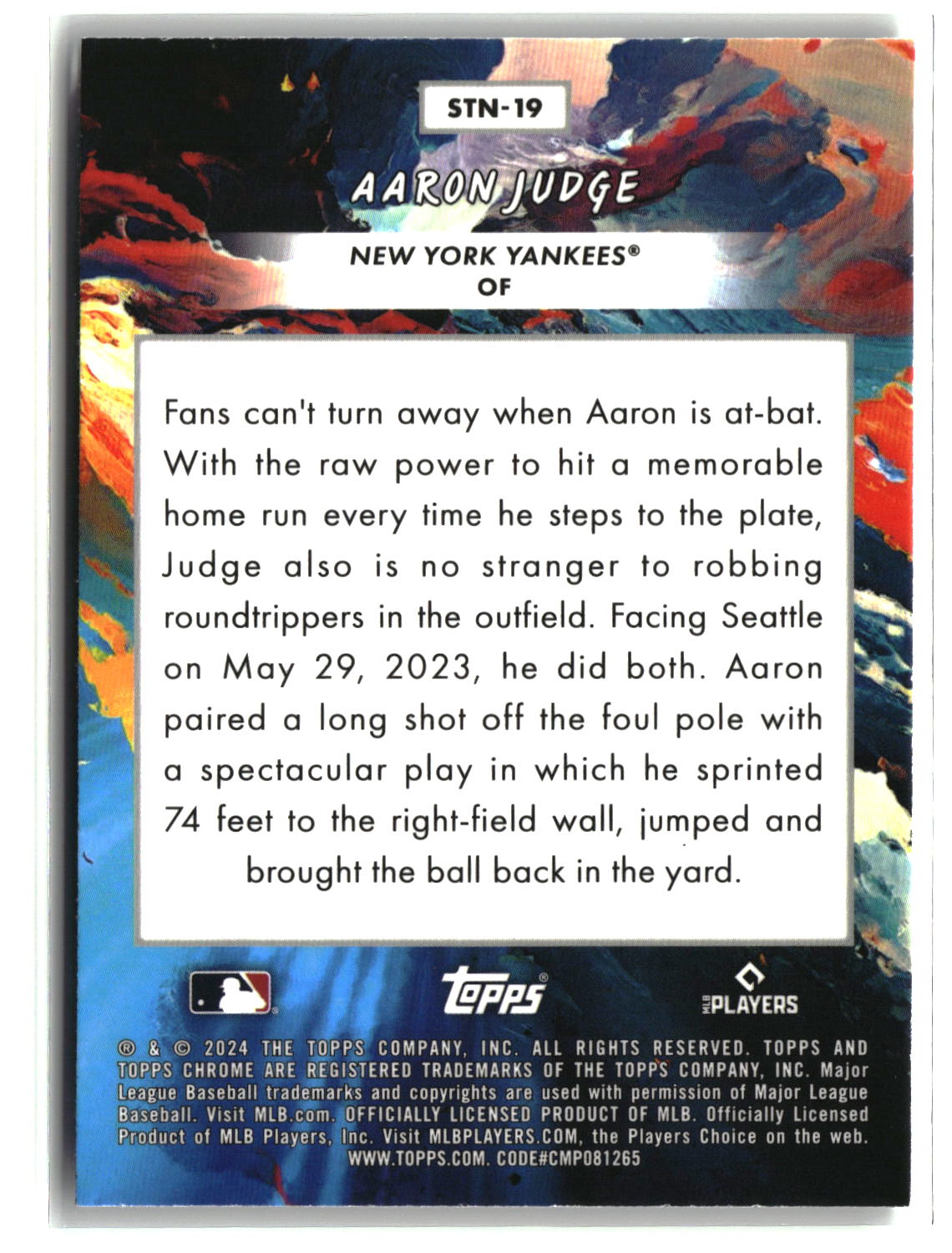 Aaron Judge 2024 Topps Chrome Stars in the Night #STN-19