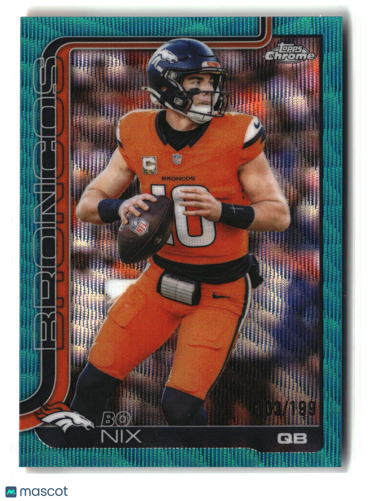 Bo Nix 2025 Topps Chrome Football Teal Wave Refractor #88 103/199