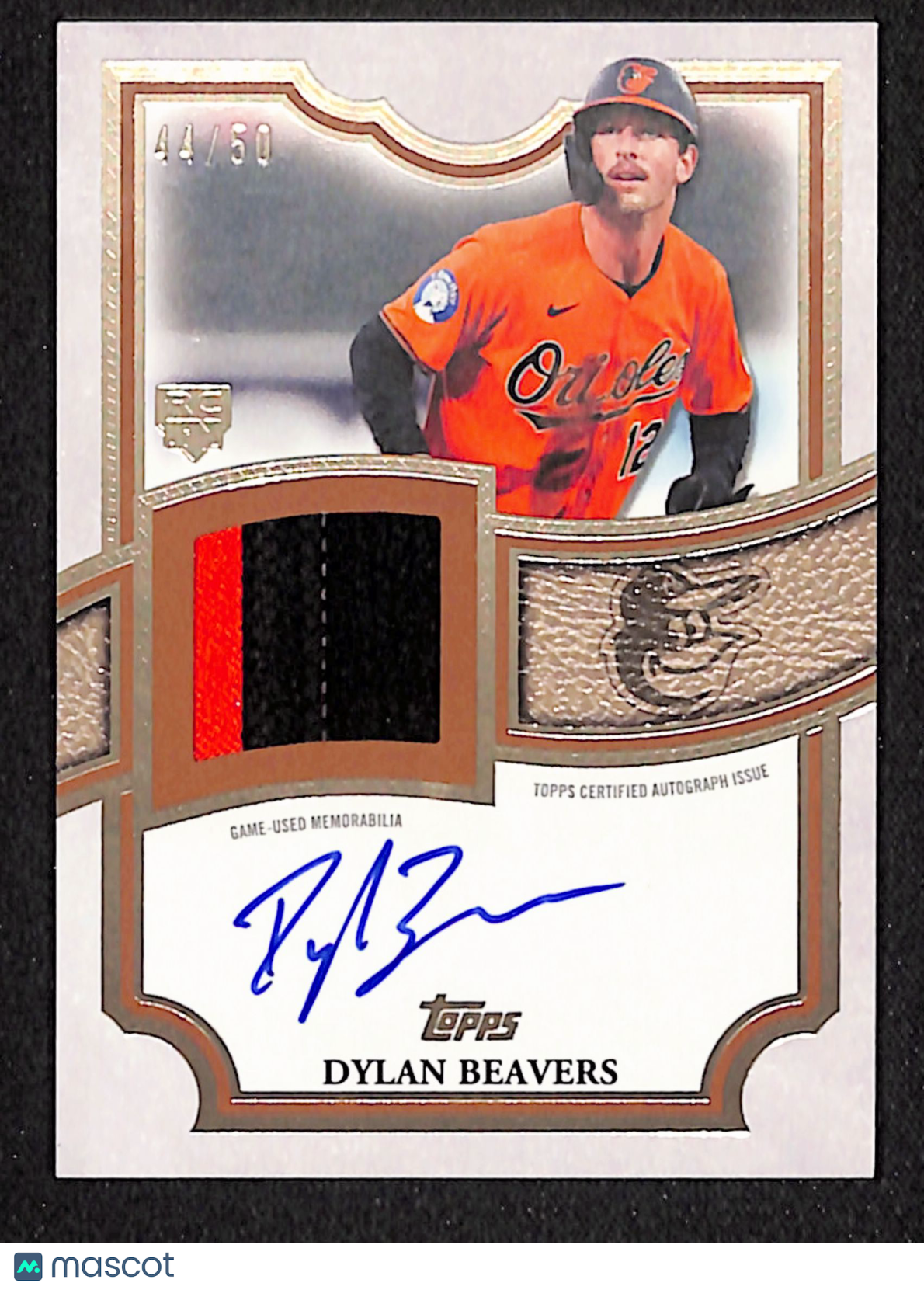 Dylan Beavers 2026 Topps Flagship Autograph Patch Card #TFAP2-DBE 44/50