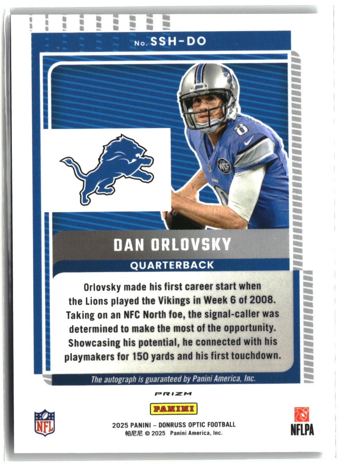 Dan Orlovsky 2025 Panini Donruss Optic Football Signature Series Holo #SSH-DO
