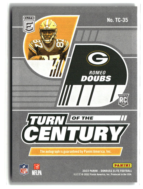 Romeo Doubs 2022 Donruss Elite Turn of the Century Black Gold #TC-35 16/25