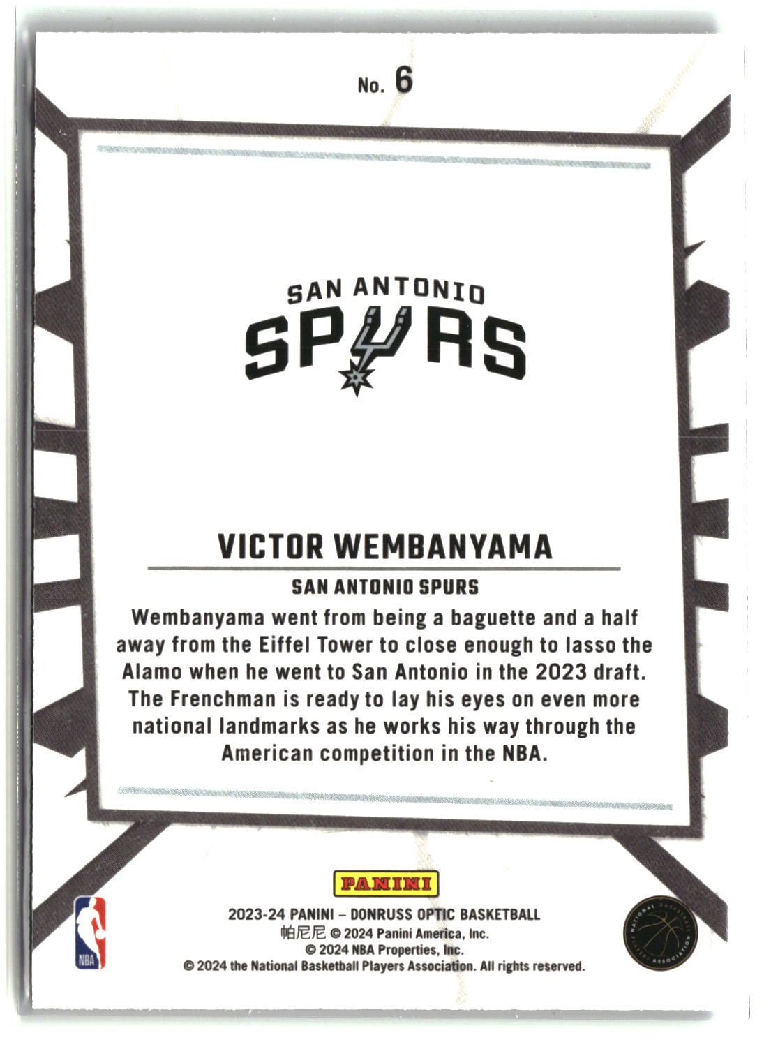 Victor Wembanyama 2024 Donruss Optic My House #6