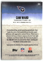 Cam Ward 2025 Topps Signature Class #101