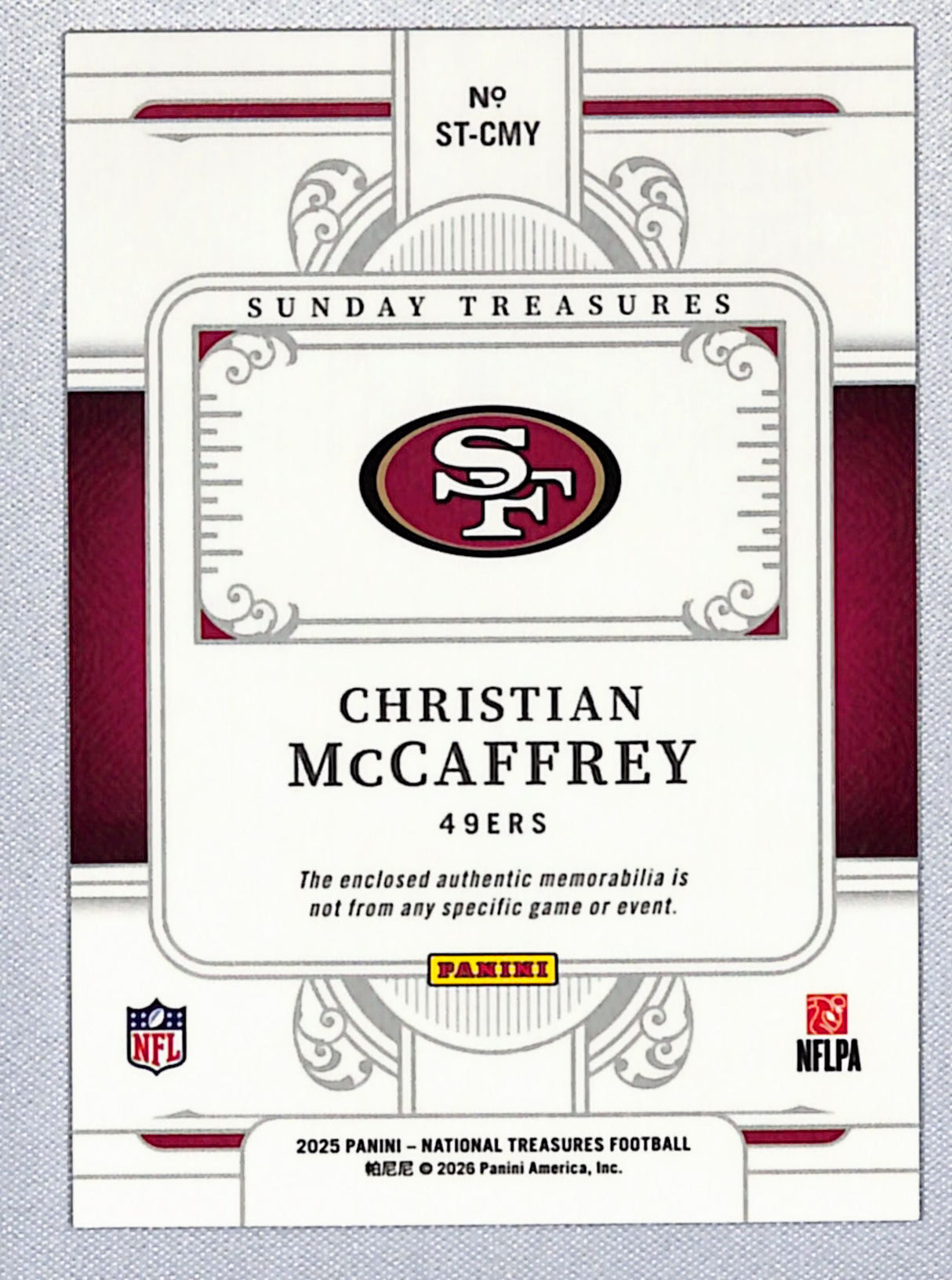 Christian McCaffrey 2026 National Treasures Sunday Treasures #ST-CMY 26/99