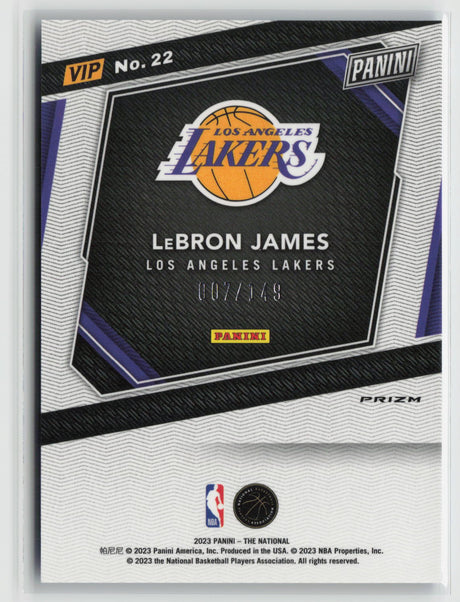 LeBron James 2023 Panini National VIP Prizm Blue Cracked Ice #VIP No. 22 007/149