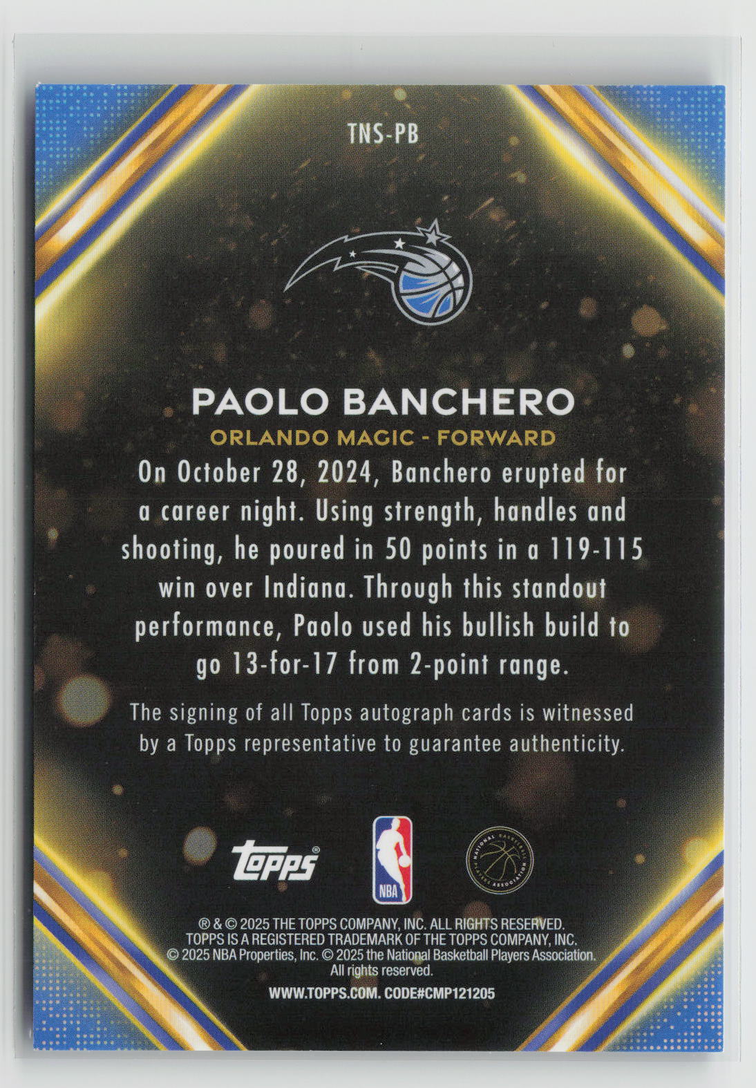 Paolo Banchero 2025 Topps Top Notch Signatures #TNS-PB
