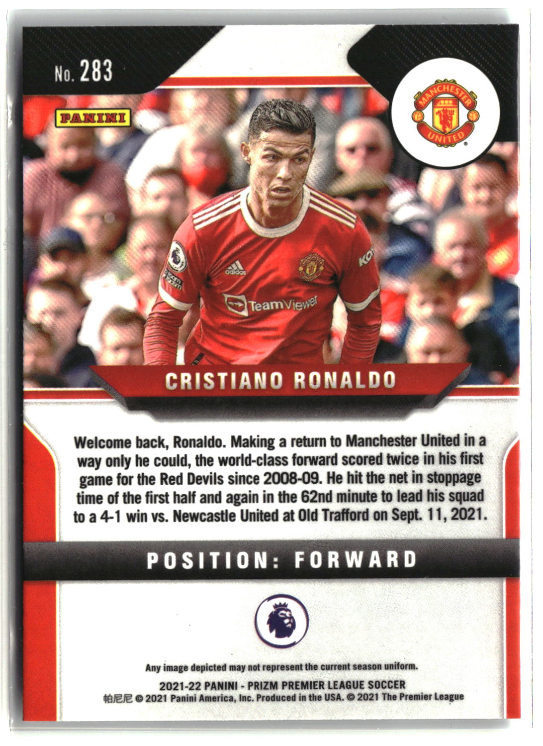 Cristiano Ronaldo 2021 Panini Prizm Premier League Soccer #283