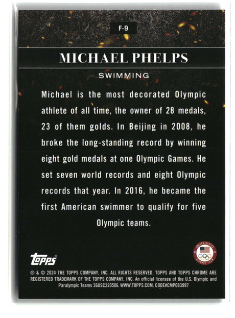 Michael Phelps 2024 Topps Chrome Flames #F-9