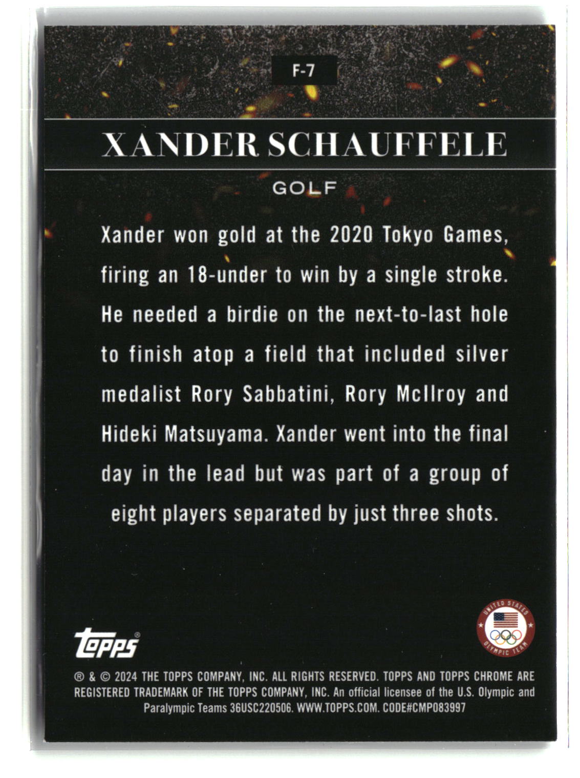 Xander Schauffele 2024 Topps Chrome Flames #F-7