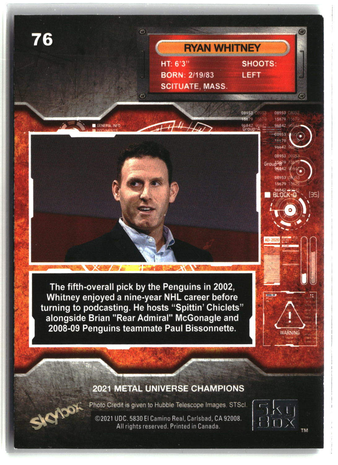 Ryan Whitney 2021 SkyBox Metal Universe Champions #76