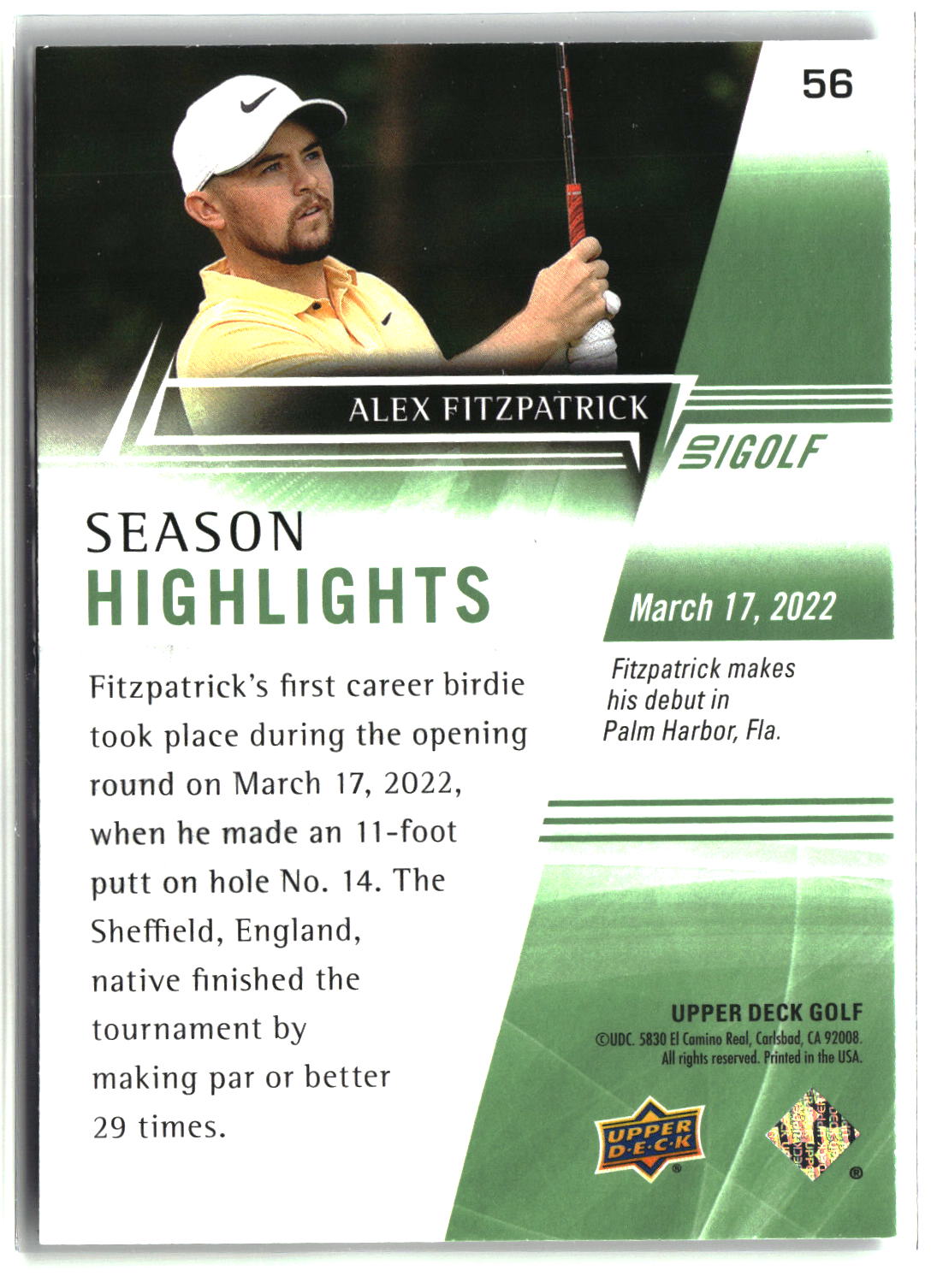 Alex Fitzpatrick 2023 Upper Deck Golf #56