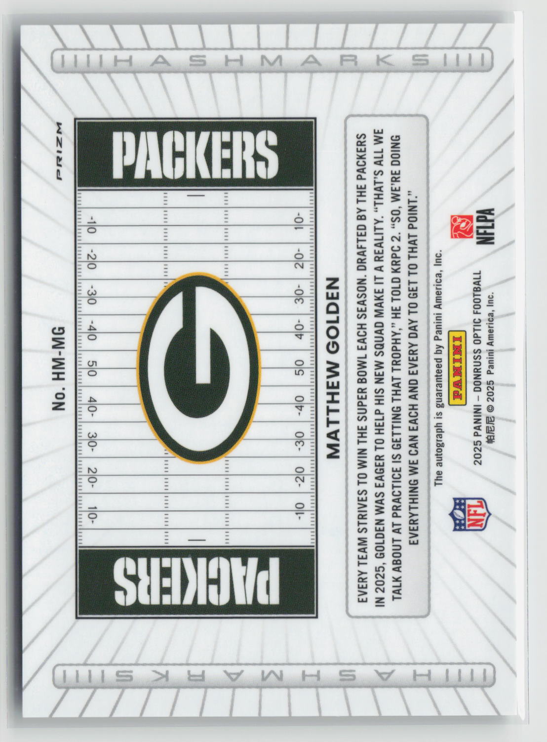 Matthew Golden 2025 Donruss Optic Hashmarks Prizm #HM-MG