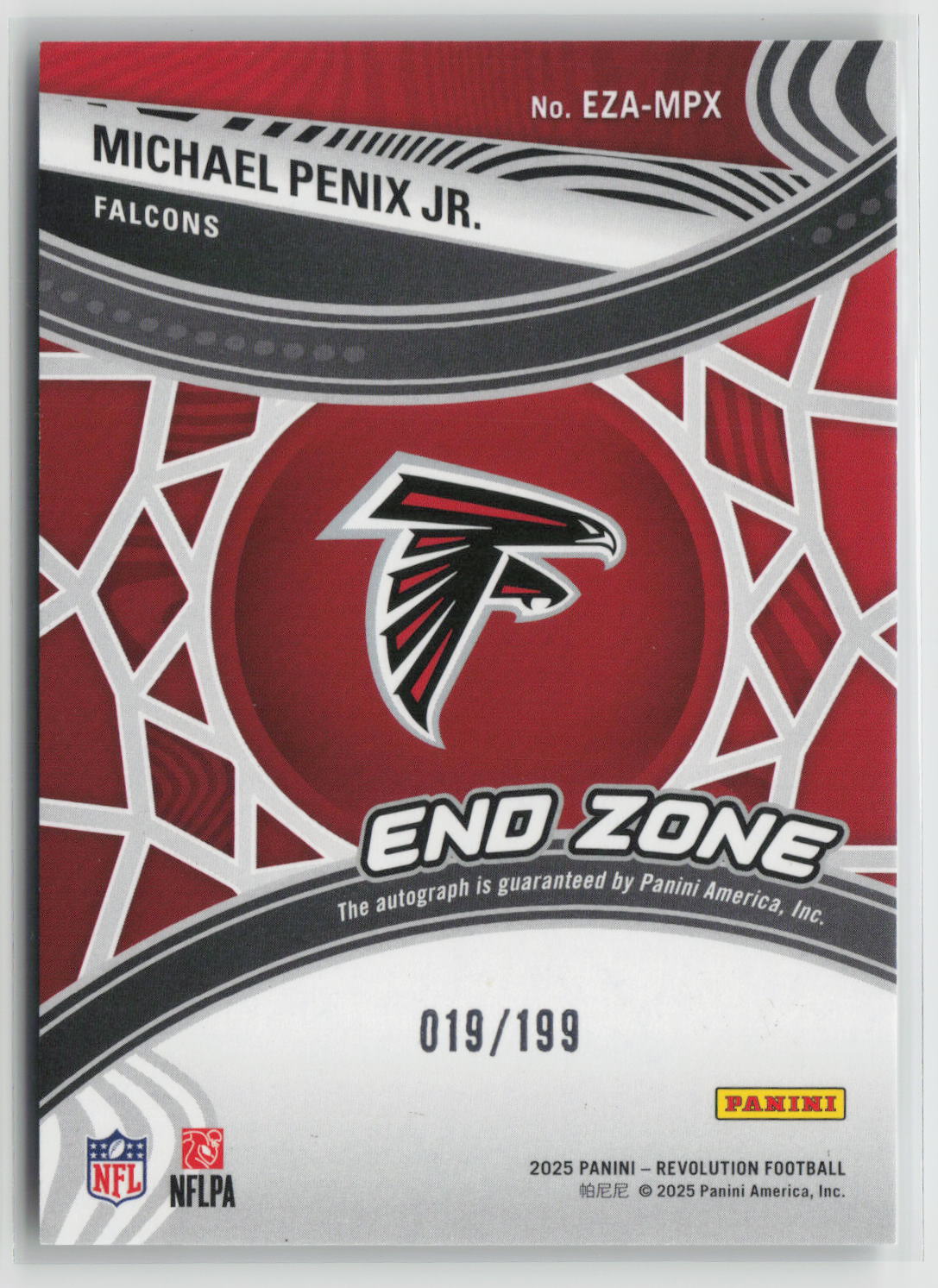 Michael Penix Jr. 2025 Panini Revolution End Zone Autographs #EZA-MPX 019/199