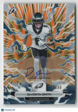 DeVonta Smith 2025 Topps Resurgence Signatures Gold Power Surge Refractor 81 /50