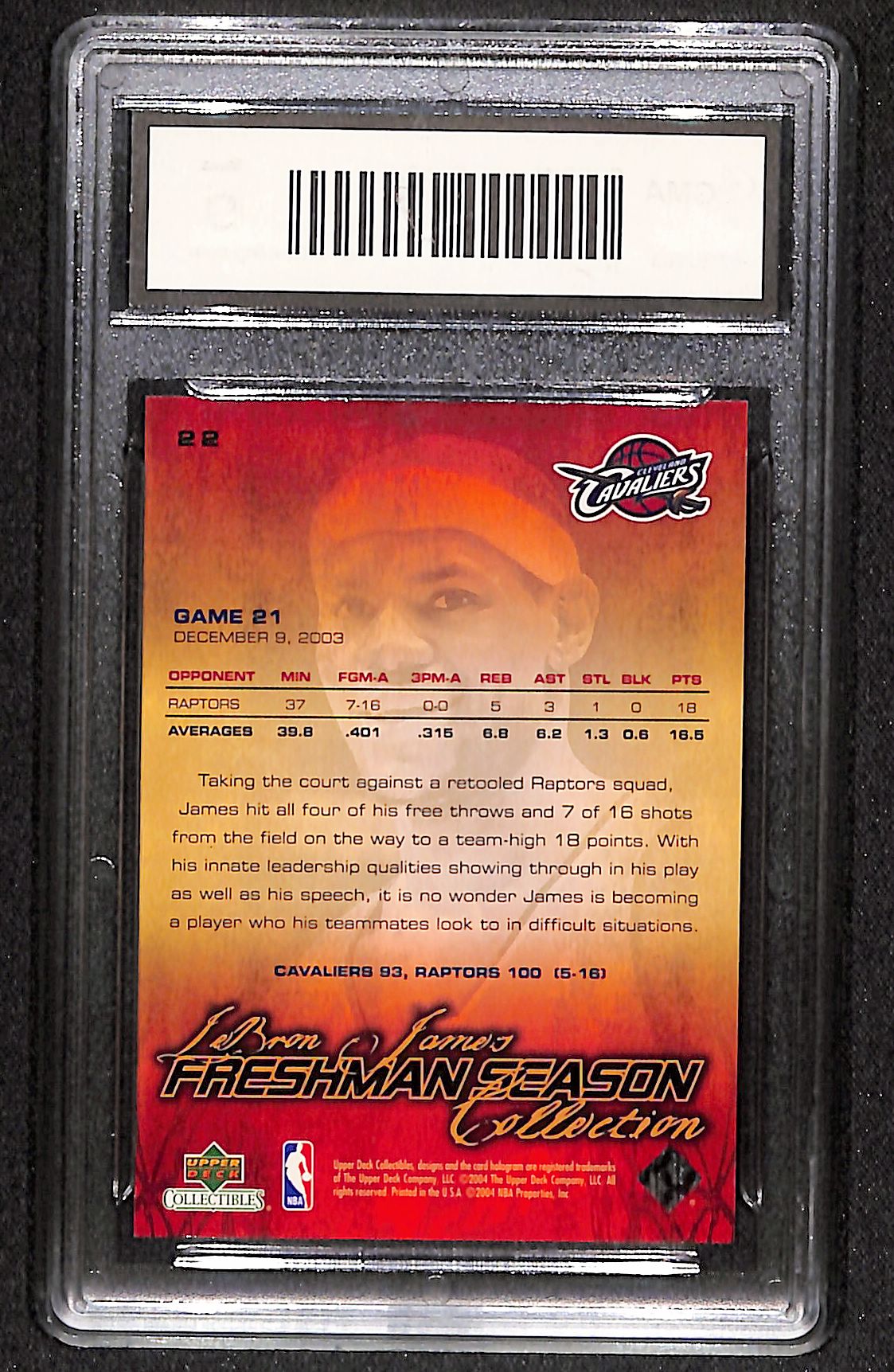 LeBron James 2004 Upper Deck Freshman Season Collection #22