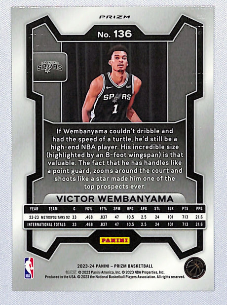 Victor Wembanyama 2023-24 Panini Prizm Blue Wave #136