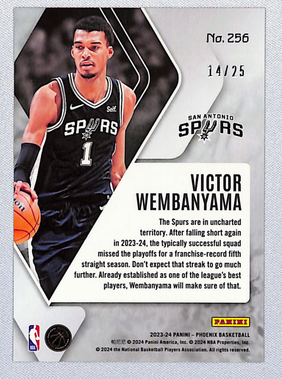 Victor Wembanyama 2023-24 Panini Phoenix Fire and Ice #256 14/25