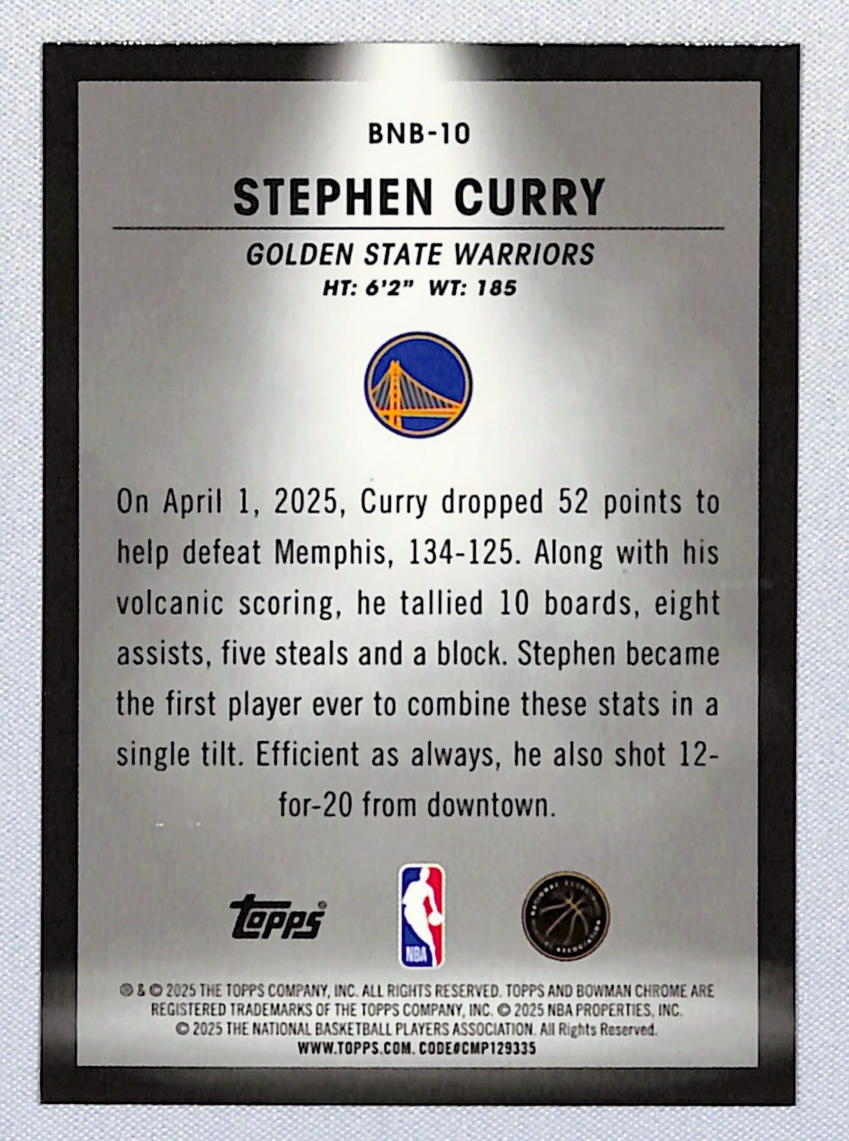 Stephen Curry 2025-26 Bowman Spotlights #BNB-10