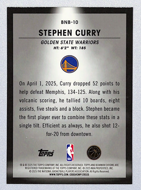 Stephen Curry 2025-26 Bowman Spotlights #BNB-10