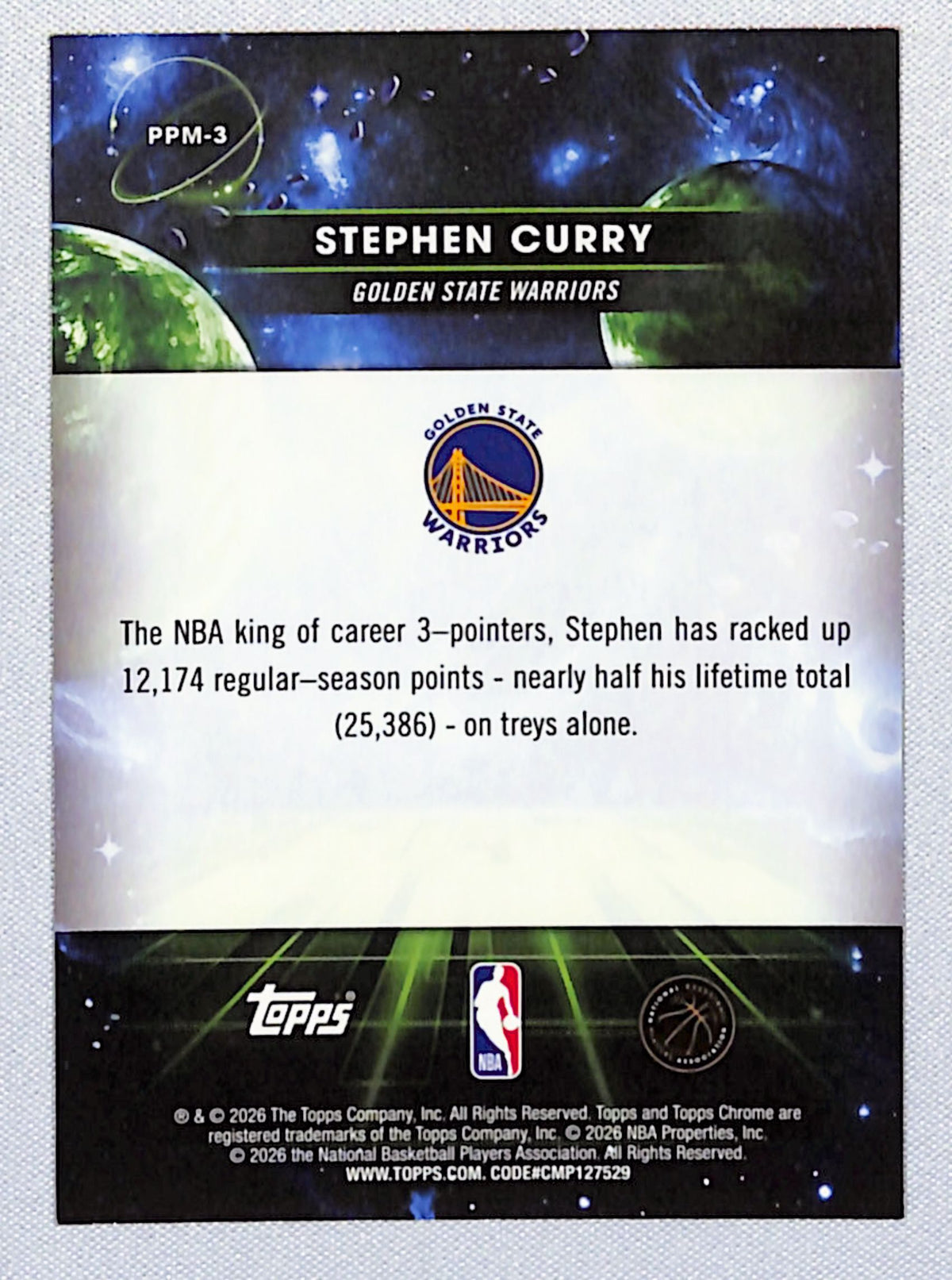 Stephen Curry 2025-26 Topps Chrome Cosmic Planetary Pursuit Mercury #PPM-3