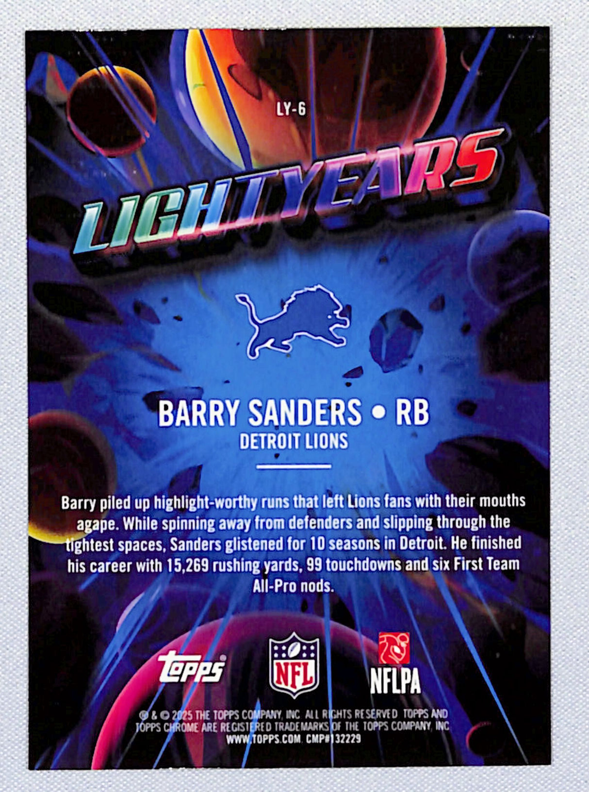 Barry Sanders 2025 Topps Chrome Cosmic Light Years #LY-6