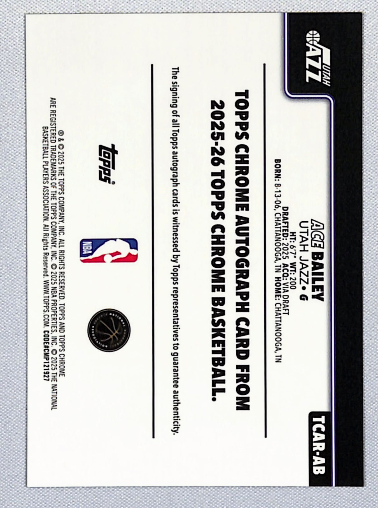 Ace Bailey 2025-26 Topps Chrome Rookie Autographs #TCAR-AB