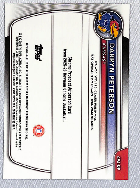 Darryn Peterson 2025-26 Bowman Chrome Prospect Autographs #CPA-DP