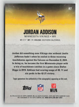 Jordan Addison 2025 Topps Signature Class Autographs Blue #87 3/5