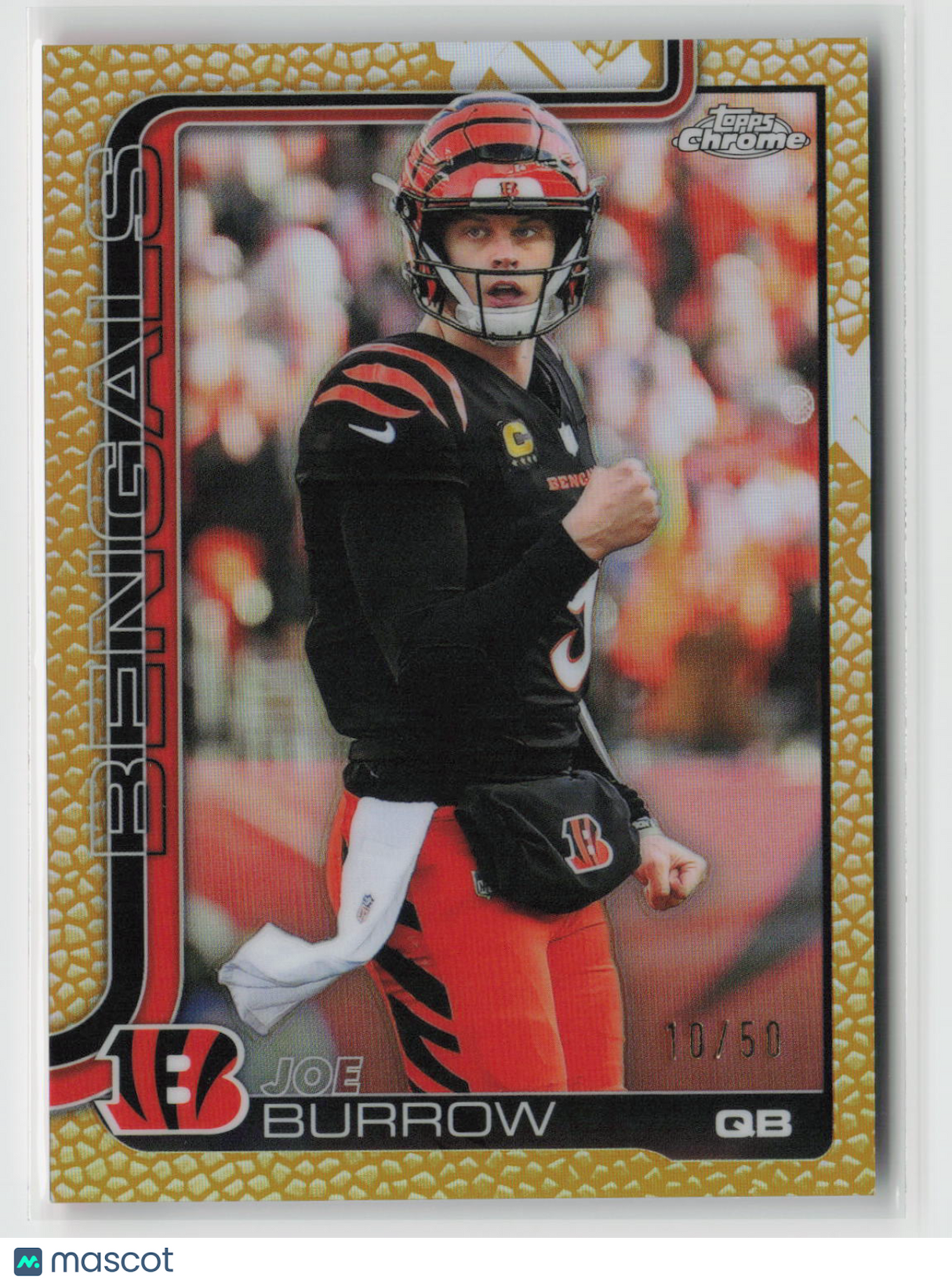 Joe Burrow 2025 Topps Chrome Football Leather Gold #61 10/50