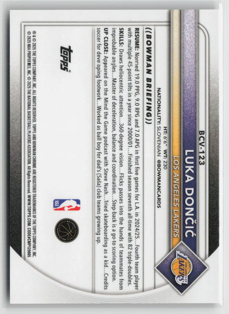 Luka Dončić 2025-26 Bowman Chrome Gold Mojo Refractor #BCV-123 16/50