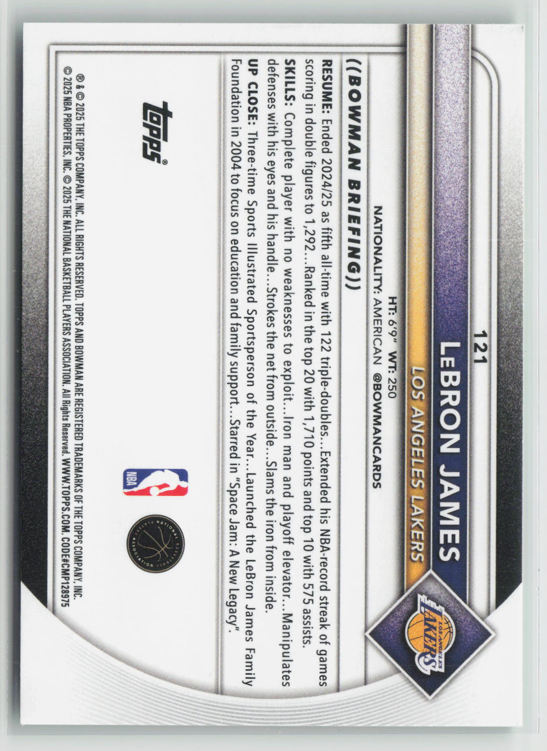 LeBron James 2025-26 Bowman Green Pattern Border #121 93/99