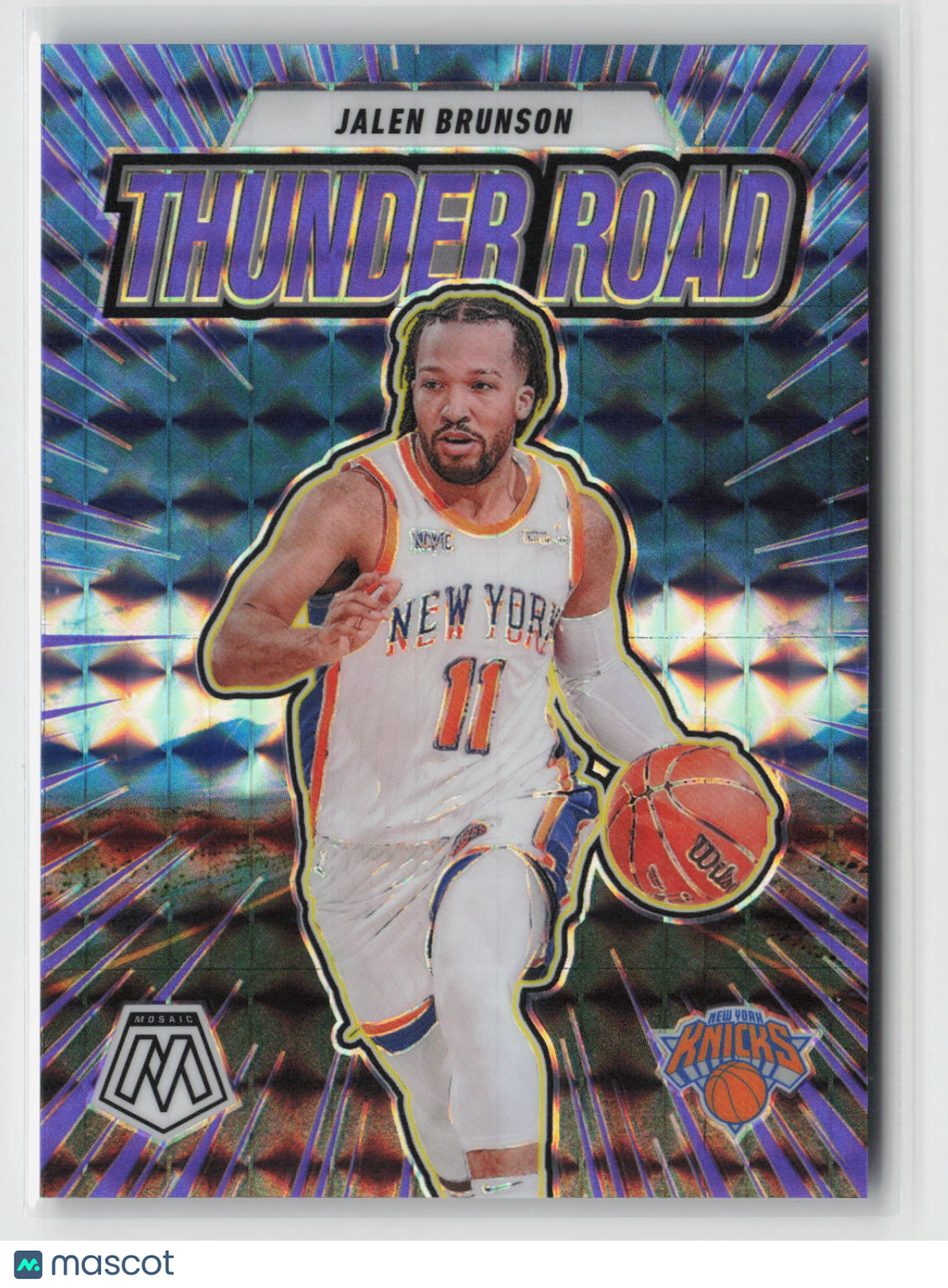 Jalen Brunson 2024-25 Mosaic Thunder Road Mosaic Purple Fluorescent #11 128/175