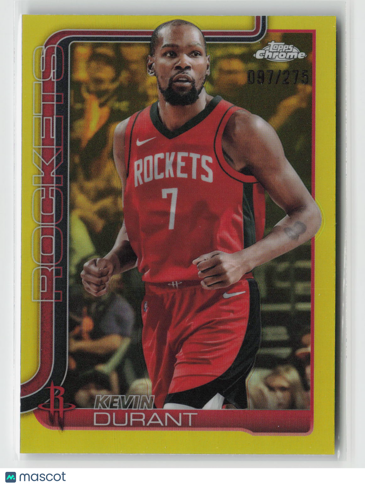 Kevin Durant 2025-26 Topps Chrome Yellow Refractor #155 097/275