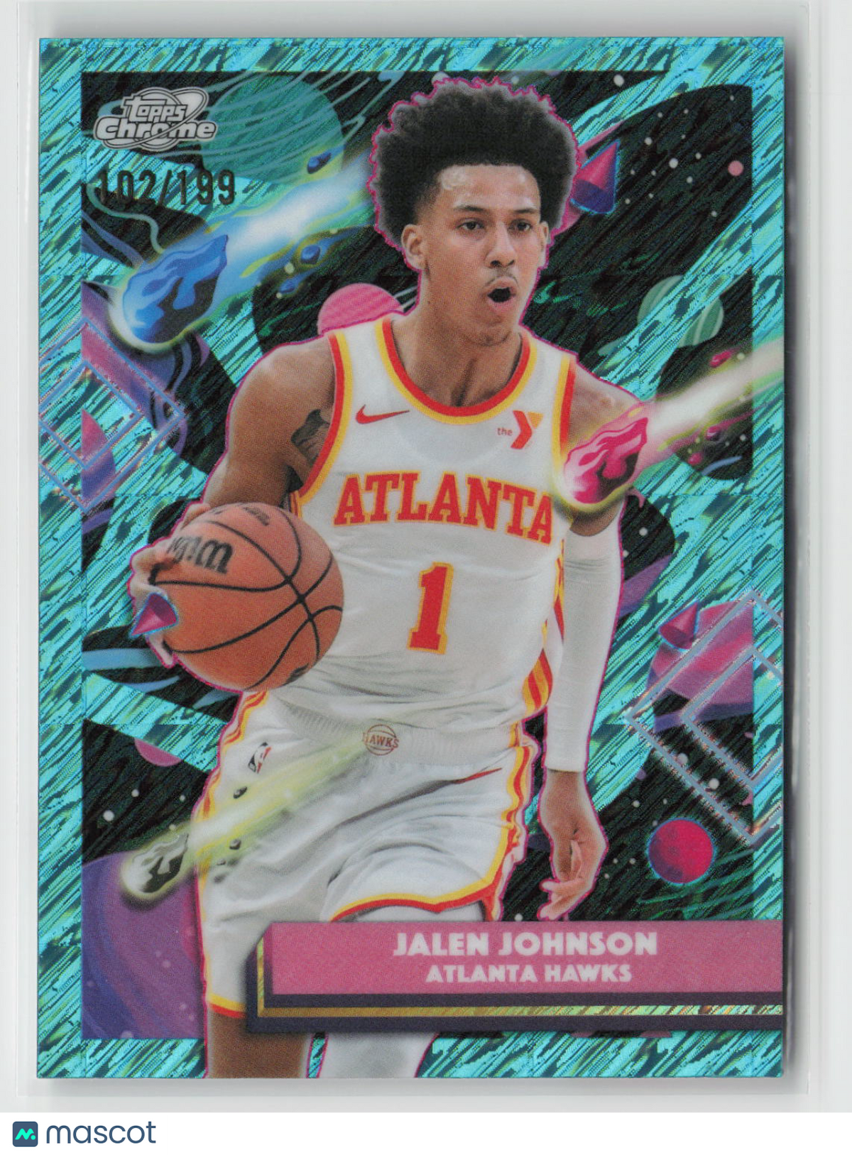 Jalen Johnson 2025-26 Topps Chrome Cosmic Aqua Equinox Refractor #29 102/199