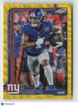 Malik Nabers 2025 Topps Chrome Yellow Wave Refractor #225 211/275